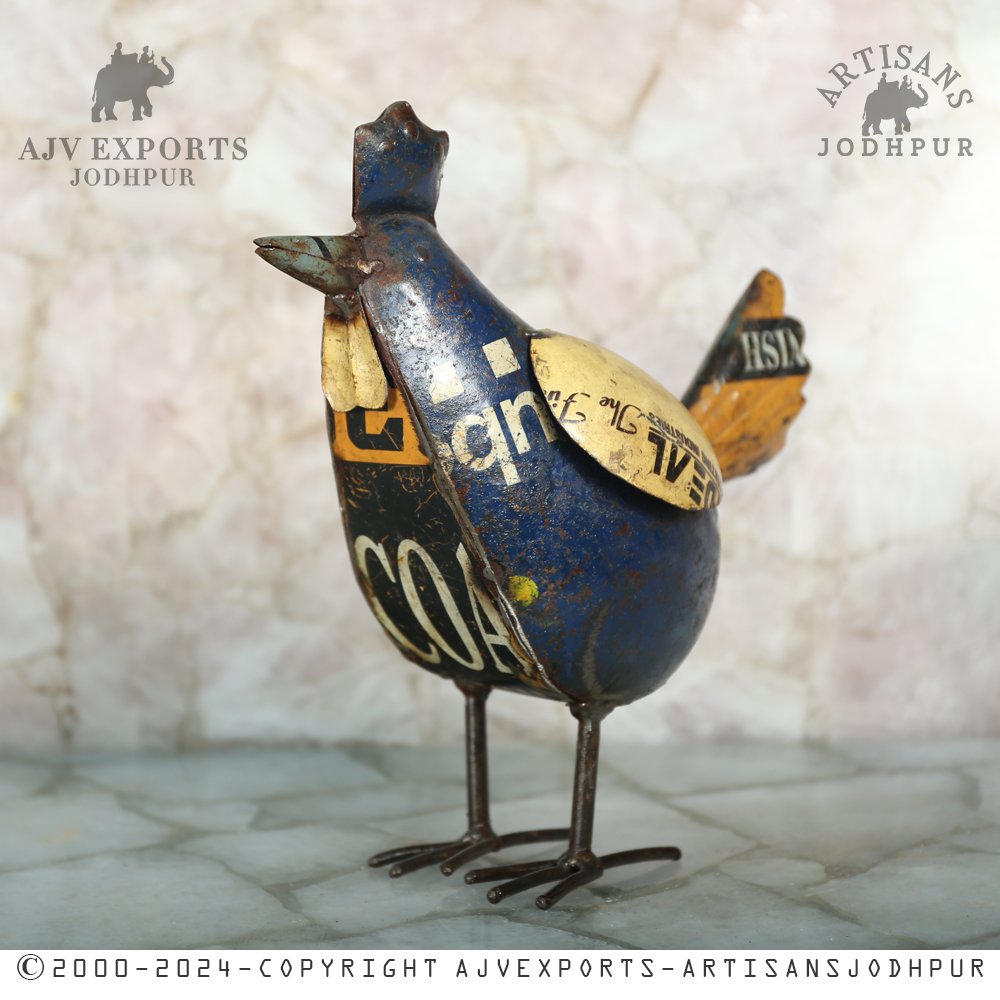 Recycled metal bird figurine