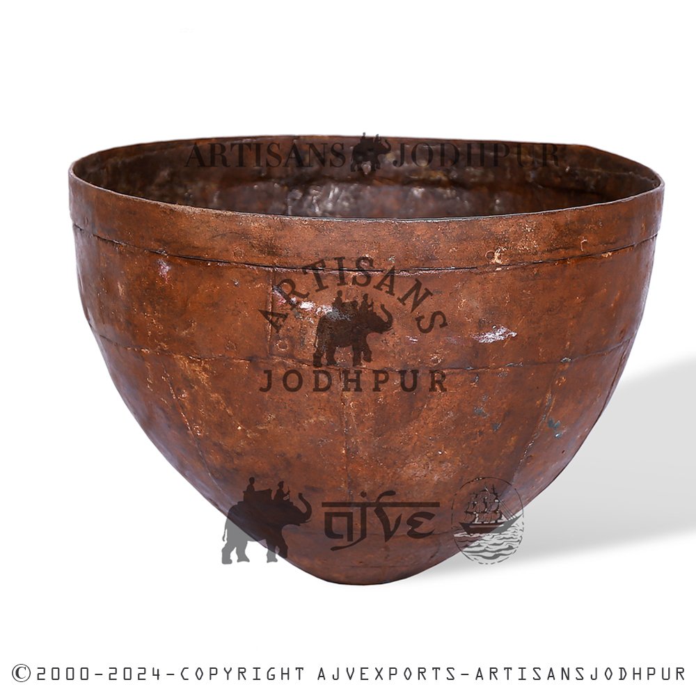 Large antique metal bowl