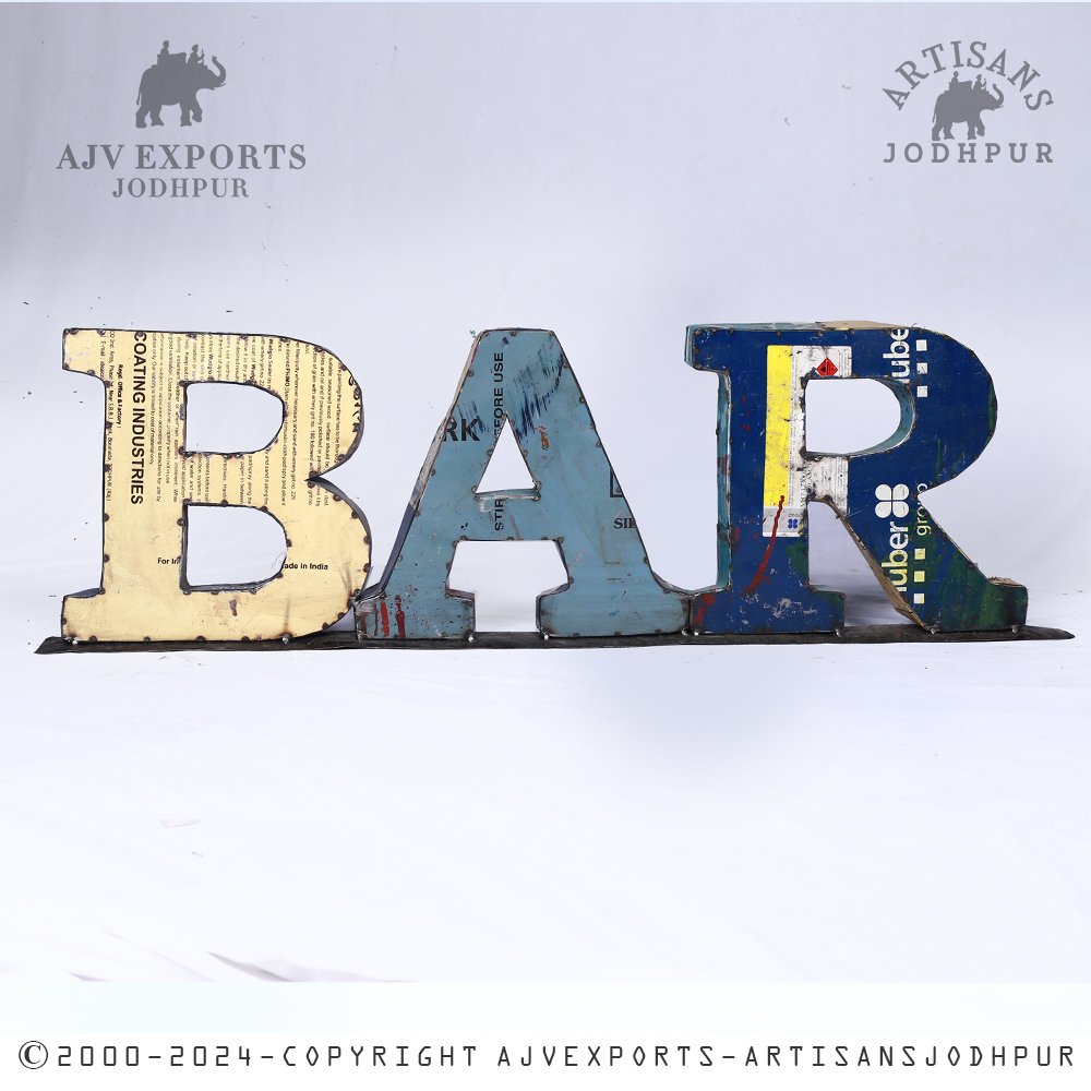 Recycled Metal BAR Sign