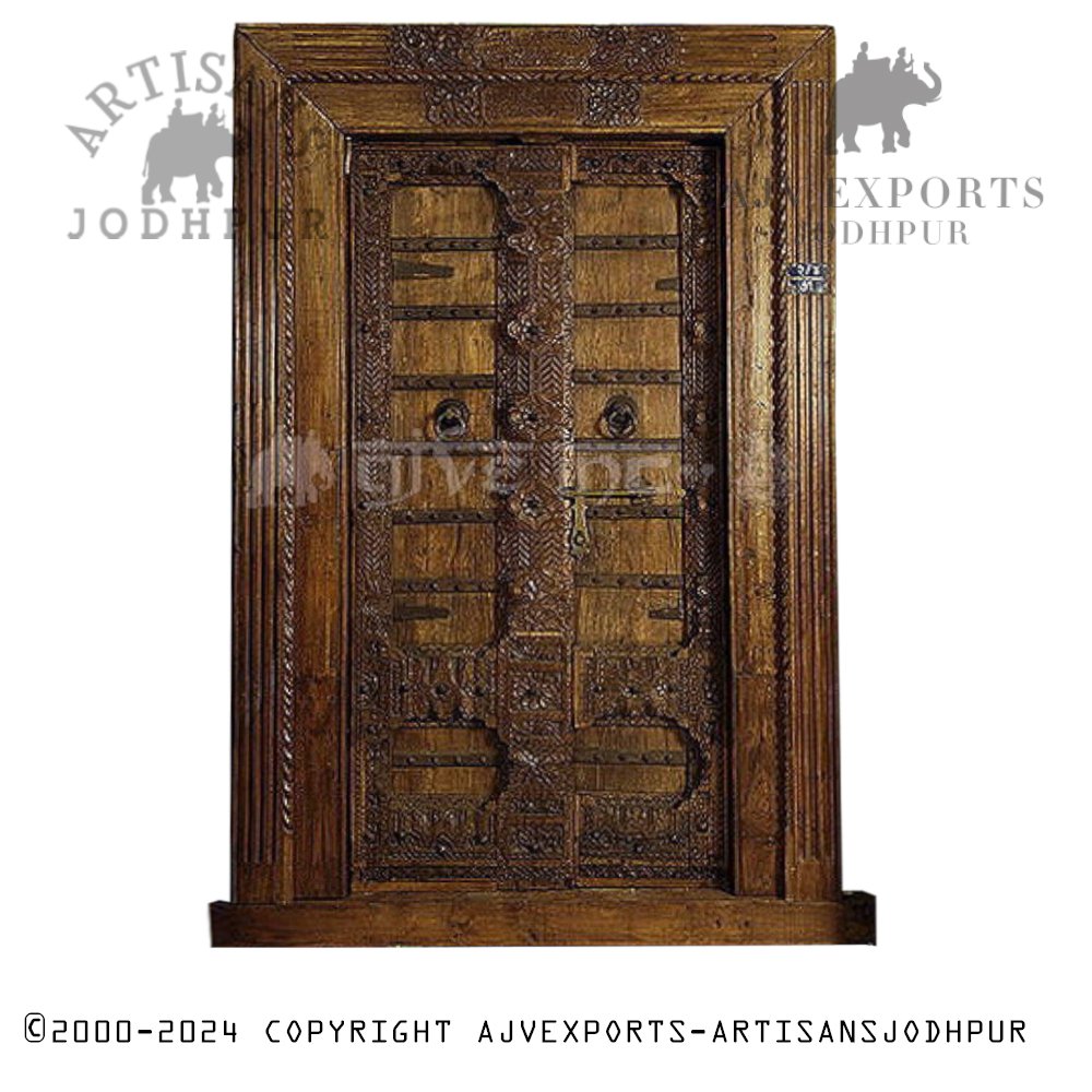 Vintage Wooden Door with Iron Accents  